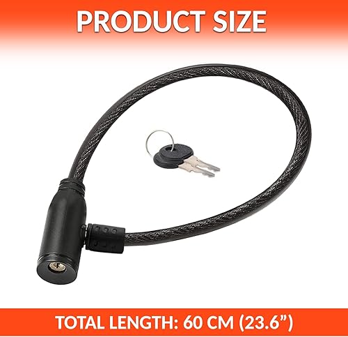 Lucchetto bici moto monopattino elettrico cavo di acciaio con chiavi 60 cms catena bici antifurto bici catena bicicletta antifurto lucchetto bicicletta catenaccio bici (Verde) - Ysert