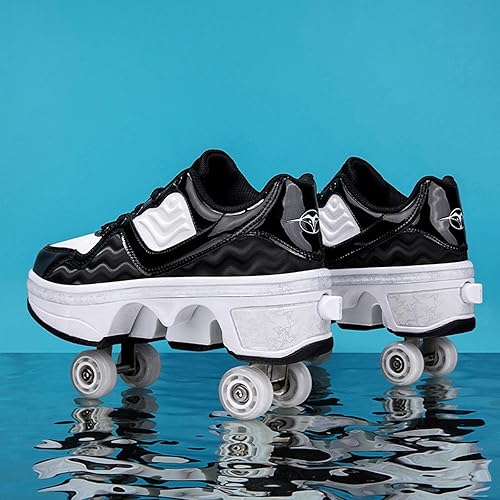 Deformation Roller Scarpe, Unisex Skate Scarpe Pop Out Ruota Roller Skate Scarpe Automatiche Walking Scarpe Invisibile Pulley Pattini Pattini - Ysert
