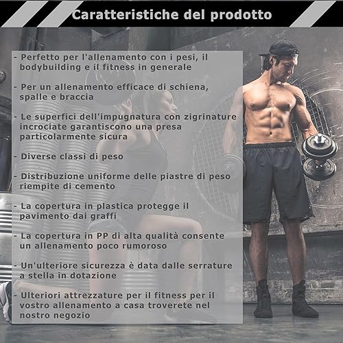 Set di curl MOVIT SZ 23,5kg 35kg o 55kg, set di manubri 65kg o 95kg, con bloccaggi a stella + piastre pesi - Ysert