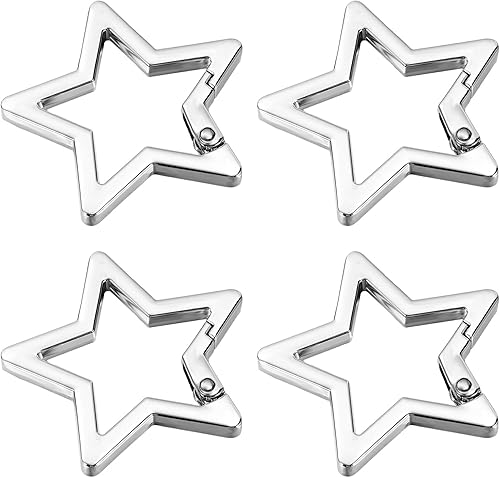 4 Pezzi Moschettone a Stella Gancio per Moschettone Argento Metallo Moschettone a Chiave a Stella 4 x 4 cm Portafoglio Moschettone a Stella per Viaggi Campeggio Pesca ed Escursionismo - Ysert