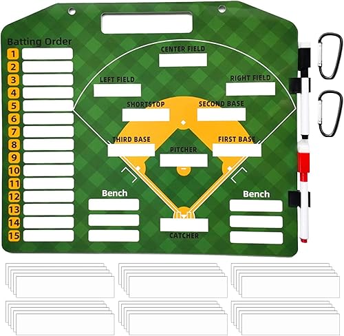 Lavagna per la Formazione del Baseball, Appunti magnetici per Baseball | Tabellone di Formazione Fronte-Retro per Baseball,Lavagna Bianca per Campo Sportivo con Palla per panchina per Campo - Ysert