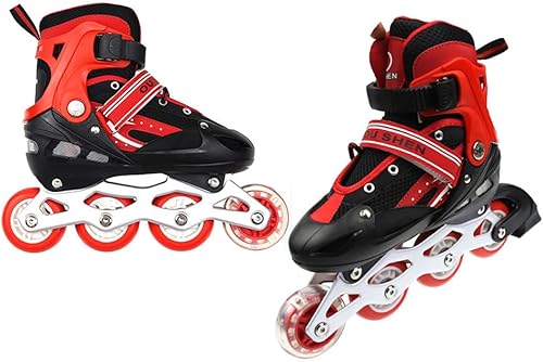 Pattini in linea/pattini Quad per bambini con/senza ruote luminose, misura regolabile da 31 a 38 comodi e traspiranti Inline-Skates Roller Skates per ragazze e ragazzi adolescenti principianti - Ysert
