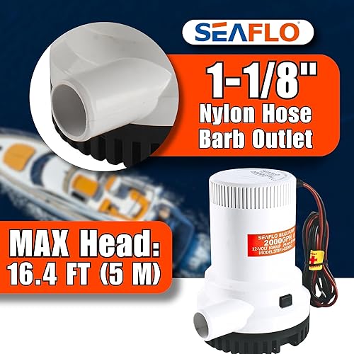 Seaflo Seaflo 2000 GPH 12 V Boat Marine Plumbing Electric Fair Pumps - Ysert