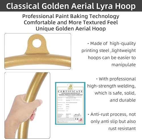 PRIOR FITNESS Cerchio Aereo Professionale 80/85/90/95CM Acciaio Inox Kit Cerchio Aereo Cerchio Acrobatico Cerchio Danza Aerea Attrezzature Circo - Ysert