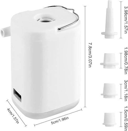 Pompa ad Aria Elettrica, ultra piccola pompa elettrica con 4 Ugelli Pompa portatile ricaricabile,per campeggio, trekking, backpacking - Ysert