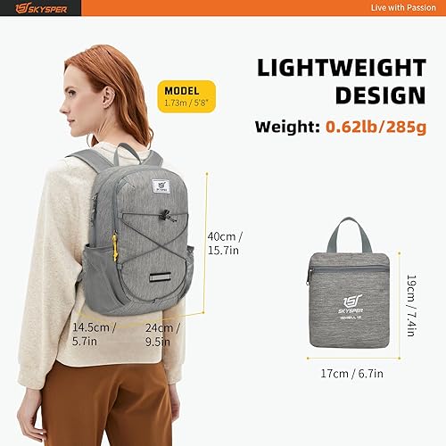 SKYSPER Zaino Pieghevole Ultraleggero 12L, Impacchettabile Unisex Resistente all'Acqua per Viaggi Escursioni Ciclismo - Ysert