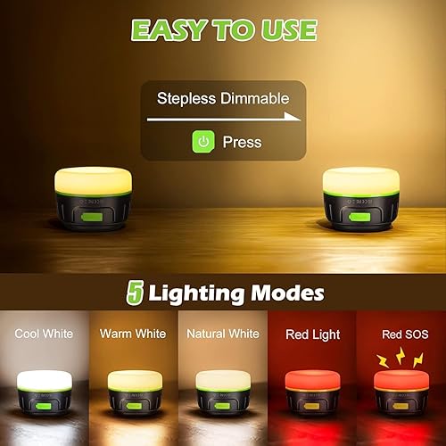 Lanterna da campeggio, lanktoo luci per tende ricaricabili con telecomando e power bank 6400mAh - Ysert