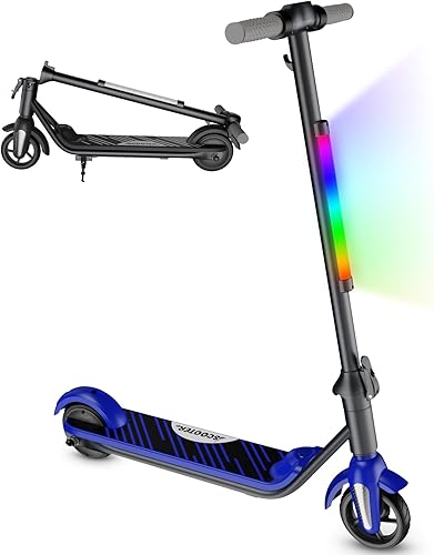 Monopattino elettrico per bambini 6-12 anni, motore 80W, velocità 6/12 km/h, autonomia 8 km, capacità 50 kg, display LED & luci arcobaleno, monopattino pieghevole per bambini - Ysert
