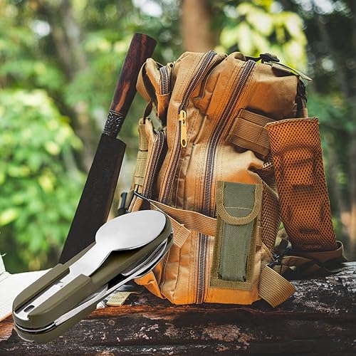 8 in 1 Posate in Acciaio Inox 2Pcs Set di Posate da Campeggio Pieghevoli, Viaggio All'aperto Posate Posate Smontabili Applicare su Escursioni Viaggi Backpacker Picnic Outdoor Campeggio (Verde) - Ysert