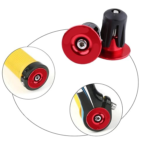 Tappi Terminali Manubrio 2 Pezzi, Tappi Terminali Manubrio Bici in Alluminio Manubri Bici Manopole Tappi Terminali Accessori Bici(Rosso) - Ysert