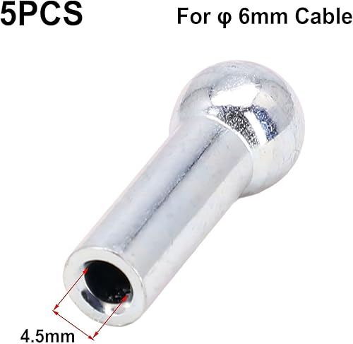 5 terminali a sfera per cavi per filo di acciaio, antenna, filo stendibiancheria, accessori di ricambio per cavi di casa e palestra (6 mm) - Ysert