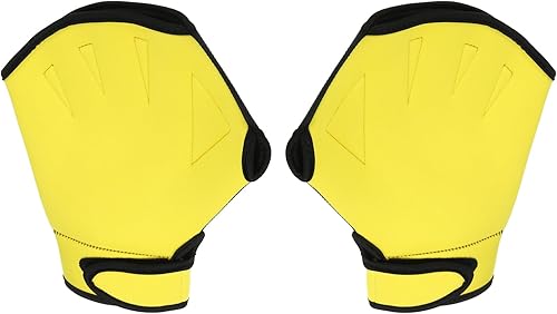 PATIKIL Guanti da Nuoto Palmati, Guanti da Nuoto Unisex Accessorio per Allenamento Resistente All'Acqua per Nuoto e Immersioni, Gialli, Taglia L - Ysert