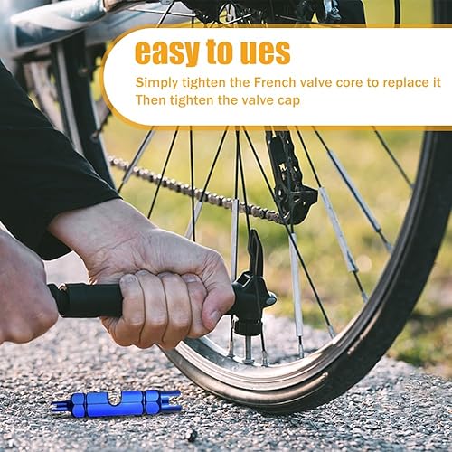 Set di 20 valvole francesi Presta, adattatore per valvola per bicicletta con chiave, inserto per valvola di ricambio per bicicletta, valvola per rimozione pneumatici, vite valvola, tappi per valvole - Ysert