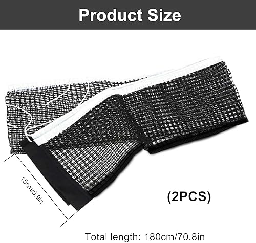 Rete Ping Pong 180 × 15 cm, 2 Pezzi Rete Pieghevole Ping Pong, Telo Copri Tavolo Ping Pong Esterno, Tecnologia del Cavo di Rete Spesso, per Tavoli da Ping Pong di Dimensioni Standard - Ysert
