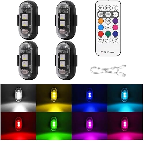 4 luci stroboscopiche a LED fili con , 8 colori USB Charing luci di emergenza impermeabili - Ysert
