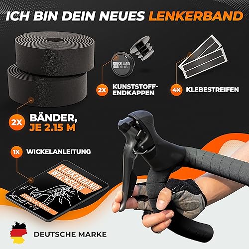 Kellago Nastro per manubrio bici da strada, nero, con pneumatici adesivi da 3 m, con e-book e 4 strisce adesive nere autoadesive, per bicicletta, per manubrio della bicicletta - Ysert