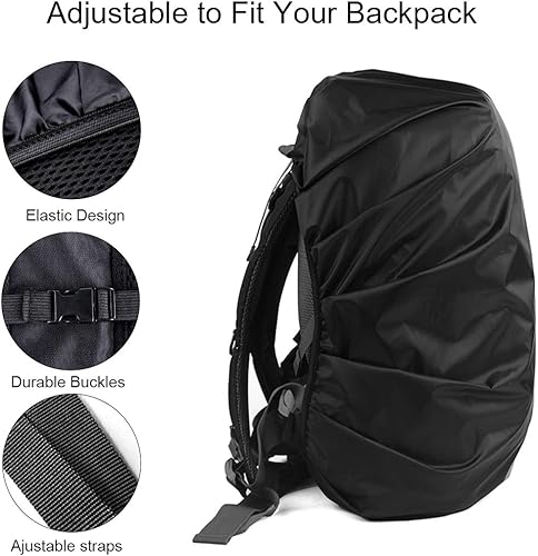 DFK Set di 2 coperture antipioggia impermeabili per zaini, zaini, parapioggia, protezione antipioggia, per esterni, ciclismo, campeggio, escursionismo, Nero (2 pezzi), S, Modern - Ysert