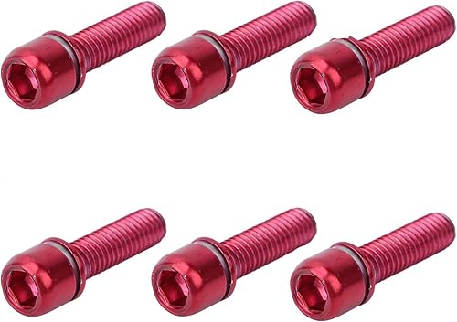 Viti in Lega di Titanio Bici in Lega di Titanio Vite da Bicicletta con Rondelle Bulloni Fissi per Mountain Bike Bulloni Conici in Lega M5 x 18 mm per Attacco Manubrio MTB in Lega, Rosso 6 Pezzi - Ysert