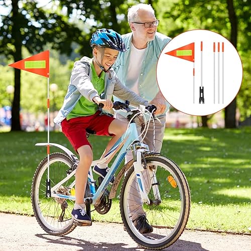 Gagliardetto per Bicicletta, 2 Pezzi Bandiera per Bicicletta 180 Cm Gagliardetto Per Bicicletta Regolabile, Gagliardetto Riflettente per Bicicletta Adatto Alle Biciclette per Bambini (Arancione) - Ysert