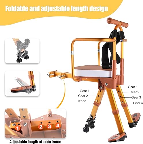 Seggiolino per bici per bambini, in lega di alluminio, portatile, pieghevole, montato sul davanti, seggiolino di sicurezza per mountain bike, adatto per biciclette ibride e biciclette da città - Ysert