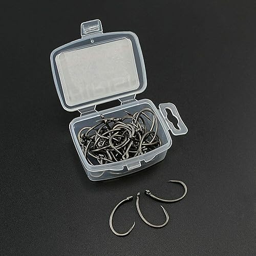 Hirisi 8011 - 50 ami da pesca da 2 a 10, con ardiglione, ganci per carpa con occhiello per la pesca alla carpa, in acciaio al carbonio, per boilie, diverse misure, confezione da 1 (50 pezzi) - Ysert