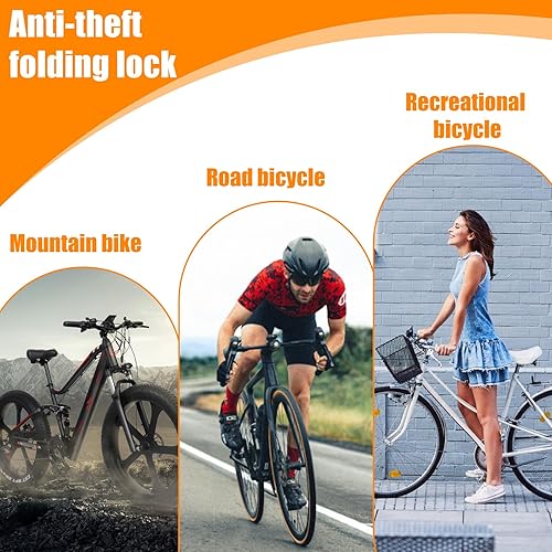 Lucchetto pieghevole per bicicletta con supporto 77 cm di lunghezza, lucchetto per bicicletta ad alta sicurezza, serratura pieghevole con 2 chiavi, ideale per e-bike e-scooter moto - Ysert