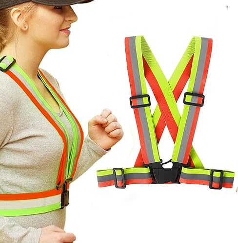 Gilet Catarifrangente Alta visibilità con Cinturini Regolabili, Perfetto per Ciclismo, Corsa e attività All'aperto, per Massima Sicurezza Notturna - Ysert