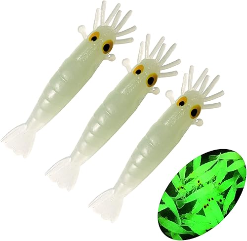 QualyQualy Esche artificiali in silicone Gamberetto Esca Artificiale Pesca Luminosi Gamberetto finto pesca Morbido esche da pesca per trota, acqua salata/acqua dolce - Ysert