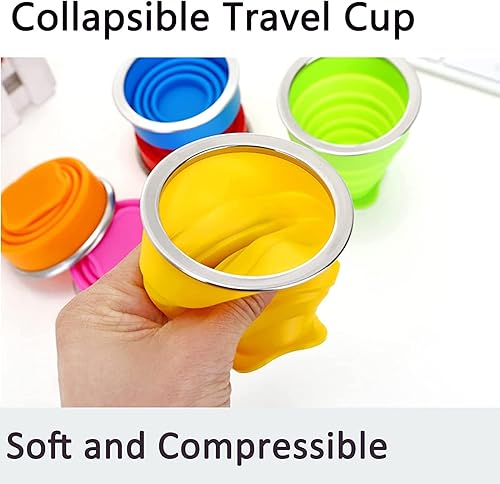 Set di 6 Tazza da caffè Portatile, Tazza da Viaggio in Silicone Pieghevole per Escursionismo da Campeggio All'aperto e Ufficio, Risparmio Spazio - Ysert