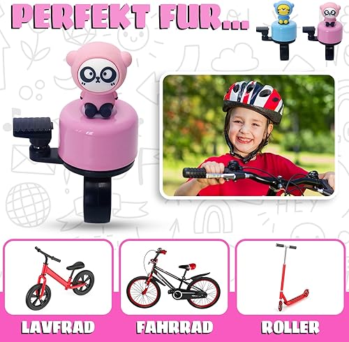 2 pezzi Campanello per bicicletta per bambini, adatto per bici da corsa, mountain bike, ragazzo (Panda rosso, tigre) - Ysert