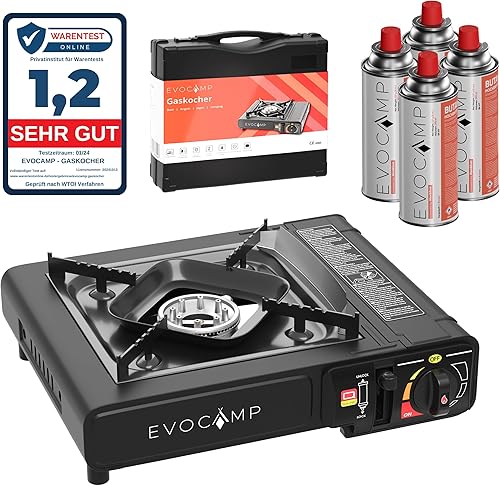 Fornello a gas da esterno con accensione piezoelettrica, cucina da campeggio per bombola gas MSF-1a 227g, fornello portatile con valigetta, stufa a gas ideale per il campeggio o le escursioni - Ysert