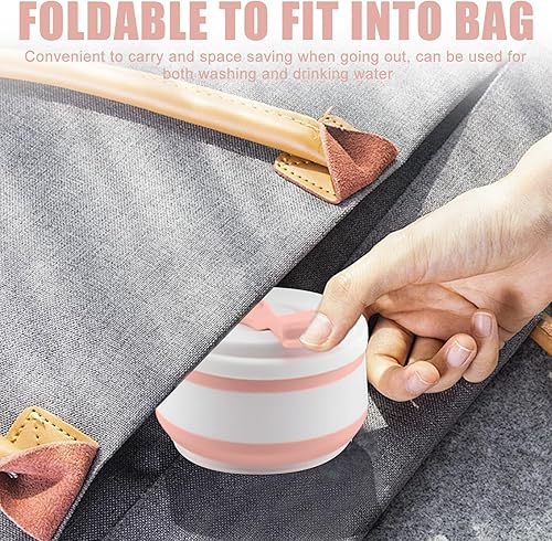 3 tazze pieghevoli in silicone, portatili, 350 ml, in silicone, con coperchio ermetico, pieghevole, senza BPA, per campeggio, escursioni (blu, rosa+verde) - Ysert
