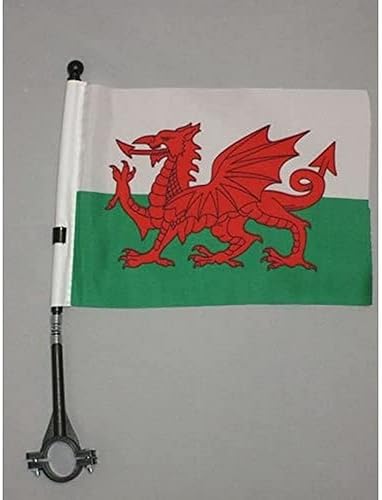 AZ FLAG Bandiera per Bici Galles 21x14cm - GAGLIARDETTO BANDIERINA Gallese 14 x 21 cm - Ysert