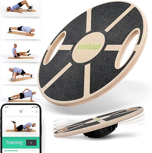 Balance Board in Legno di Quercia Sostenibile Con App Fitness - Vincitore del Test per il Plus Nel Tuo Allenamento - Tavola Oscillante per Adulti - Ysert