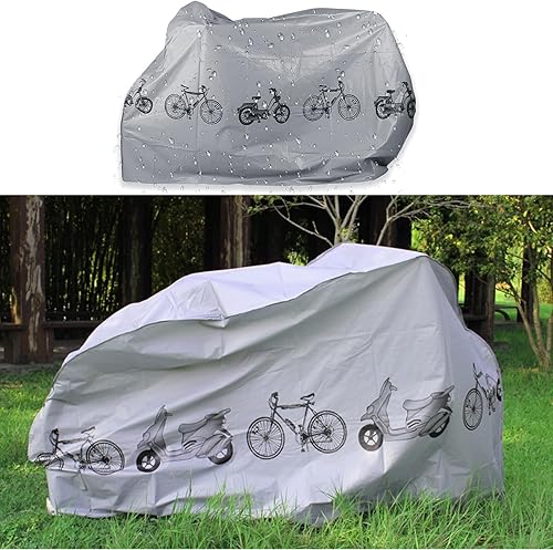 Copribici Bici Impermeabile,Telo Copri Bicicletta,Telo Protettivo per Bicicletta,Copri Bicicletta Esterno per Bici,Copertura Biciclette Esterno,Universale Copri Bicicletta da Esterno,2PC,Nero e Grigio - Ysert