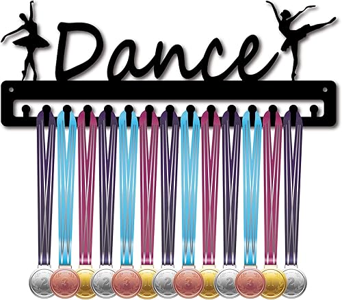 CREATCABIN Porta Medaglie Ballerino Danza Medaglie Appendiabiti Espositore Parete Montaggio Appendiabiti Decor Nero Robusto Porta per Corridori Casa Porta Badge Medaglia Appendere sopra 15 medaglia - Ysert
