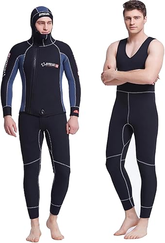 Mute complete da uomo Muta con cappuccio da 5 mm 2 pezzi con cerniera per pesca subacquea - Ysert
