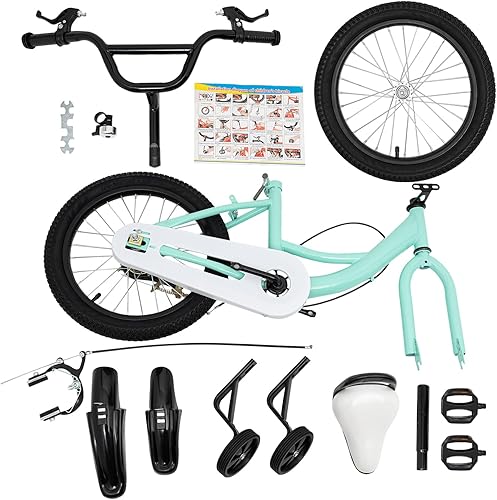Bicicletta per bambini da 16 pollici, unisex, per bambini, con ruote di supporto rimovibili, per bambini di 5-8 anni - Ysert