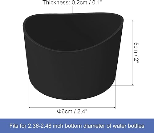 2pz 6cm Copertura in Silicone Protettiva per Bottiglia d'Acqua da 12-24 Oz, Copertura in Silicone Antiscivolo per Fondo Bottiglia, Accessori per Tazze Dalla Forma Irregolare, Nero - Ysert