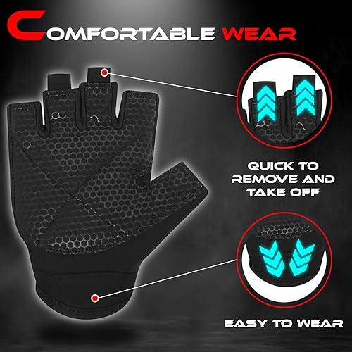 Guanti da palestra per allenamento pesi guanti da uomo e donna traspiranti antiscivolo in silicone imbottito palmo protezione per esercizi di allenamento a mezze dita pull up manubri ciclismo - Ysert