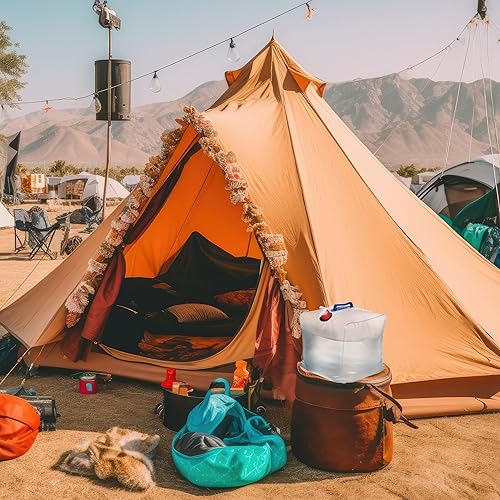 Relaxdays Set da 4 Taniche Pieghevoli, in Plastica Senza BPA, con Manici, Rubinetto, Tappo a Vite, da 10 L, Trasparente, 25 x 23 x 23 cm - Ysert