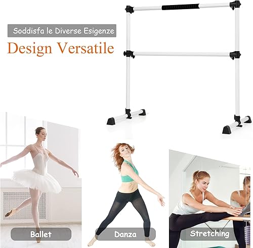 Barra Ginnastica Artistica in Metallo per Bambini, Sbarra da Danza Classica Regolabile in Altezza, con Cuscinetti Antiscivolo e Manopole, con Portata di 50 kg, 124,5 x 71 x 120 cm - Ysert