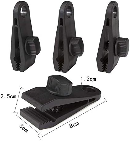 12 Pezzi Tarp Clips per Tenda, Clip in Plastica per Panno Protettivo, Multifunzionale Clip per Teloni di Fissaggio, per Ombra Impugnatura per Tende Sole Morsetti per Tende, Nero - Ysert