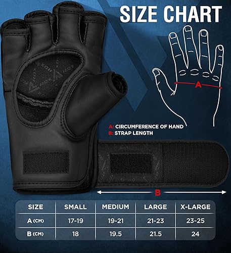 RDX MMA Guanti Grappling Arti Marziali Allenamento, Maya Hide Pelle, Palmo Aperto Imbottitura Guantoni, Gabbia Gloves Per Kickboxing Sparring Muay Thai Sacco Boxe Combattimento, Uomo Donna - Ysert