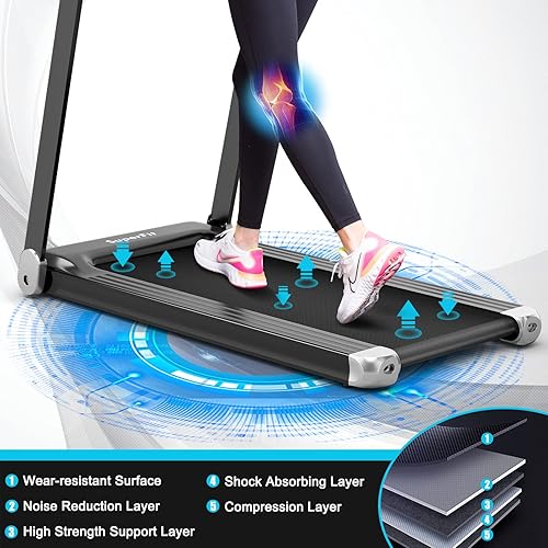 Tapis Roulant Pieghevole, Tapis Elettrico Salvaspazio con Display a Led, Tappetino da Passeggio Portatile, Bluetooth e Rulli Integrati, Tapis Roulant Compatto per Ufficio, Casa - Ysert