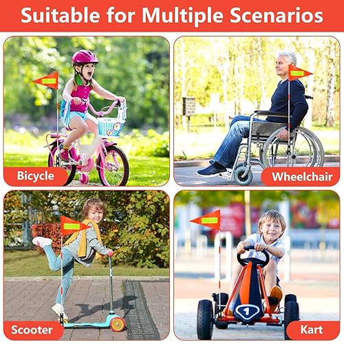 Gagliardetto per Bicicletta, 2 Pezzi Bandiera per Bicicletta 180 Cm Gagliardetto Per Bicicletta Regolabile, Gagliardetto Riflettente per Bicicletta Adatto Alle Biciclette per Bambini (Arancione) - Ysert