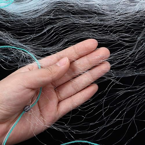 Rete da Pesca 50 M di Lunghezza 1,5 M di Altezza - 3 Strati in Nylon Pesante Con Accessori per Galleggiante, Lavello a Rete Piccola - Strumento Pratico Regali (3 Dita) - Ysert