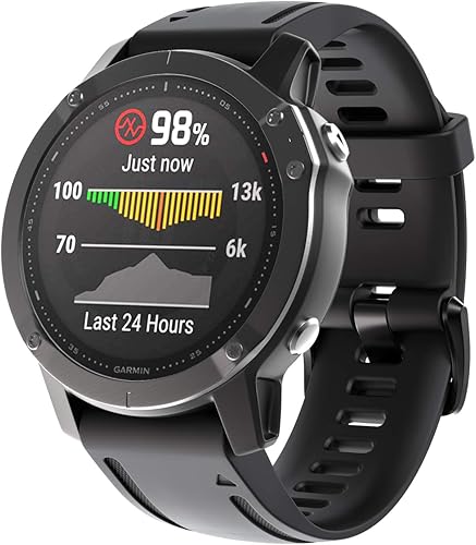 NotoCity Cinturino per Garmin Fenix 6s/Fenix 6s PRO/Fenix 5s/Fenix 5s Plus, 20mm Cinturino di Ricambio in Silicone, Braccialetto Quick-Fit(Nero) - Ysert