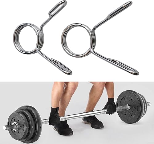 Clip a molla per bilanciere, 50 mm, 2 pezzi, morsetti di bloccaggio per pesi, in metallo resistente, a sgancio rapido, clip di fissaggio per palestra, fitness e allenamento della forza (2 - Ysert