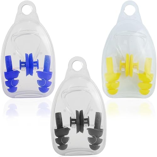 IBXWMNG Set 3 Pezzi Tappi e Clip per Naso da Nuoto con Scatola - Protezione Nasale per Adulti durante il Nuoto in Piscina, Tappanaso e Tappi per Le Orecchie con Pratica Clip Integrata - Ysert